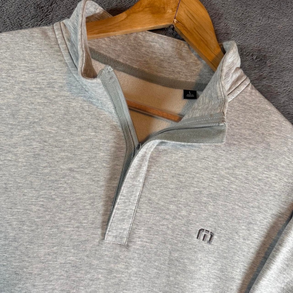 TravisMathew Cloud Quarter Zip 2.0 Pullover Gray Heather Men's Large Like New